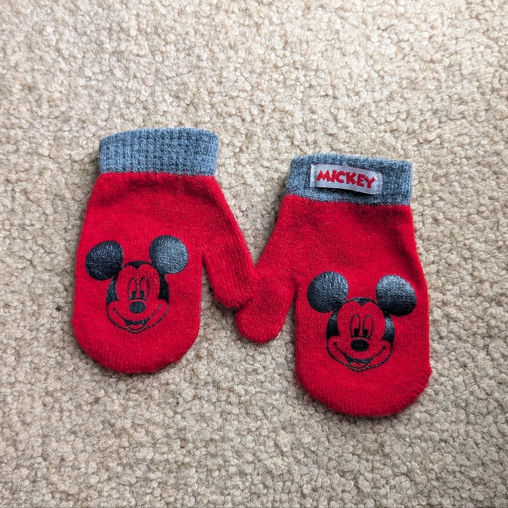 Disney Red and Gray Mickey Mittens for Kids